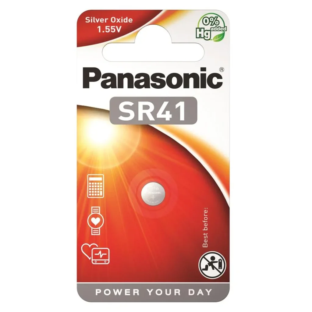 Батарейка Panasonic срібло-цинкова SR41(392, V392, D392) блістер, 1 шт., SR-41EL/1B UA